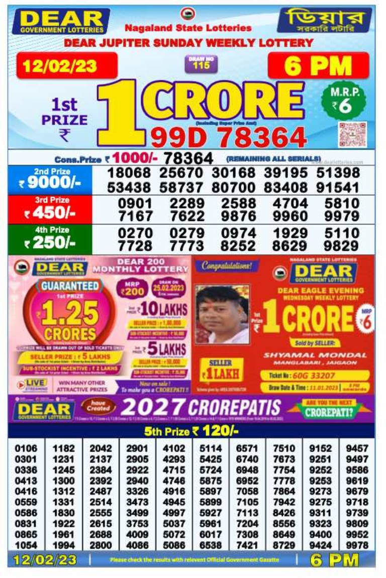 Dear Lottery Sambad Result Today 11.2.2023: দেখে নিন ১১ ফেব্রুয়ারির 1pm, 6pm ও 8 pm এর রেজাল্ট