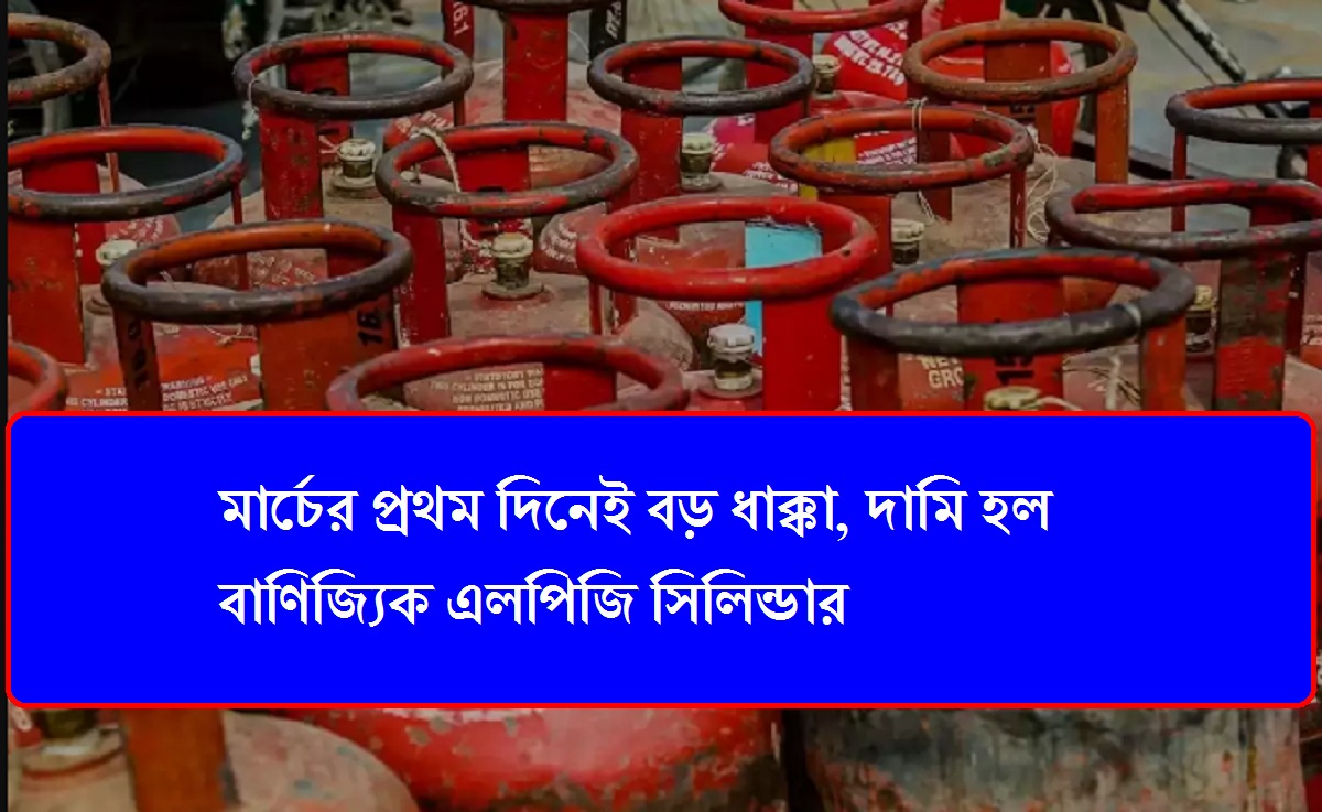 Commercial LPG Cylinders Hike : মার্চের প্রথম দিনেই বড় ধাক্কা, দামি হল বাণিজ্যিক এলপিজি সিলিন্ডার