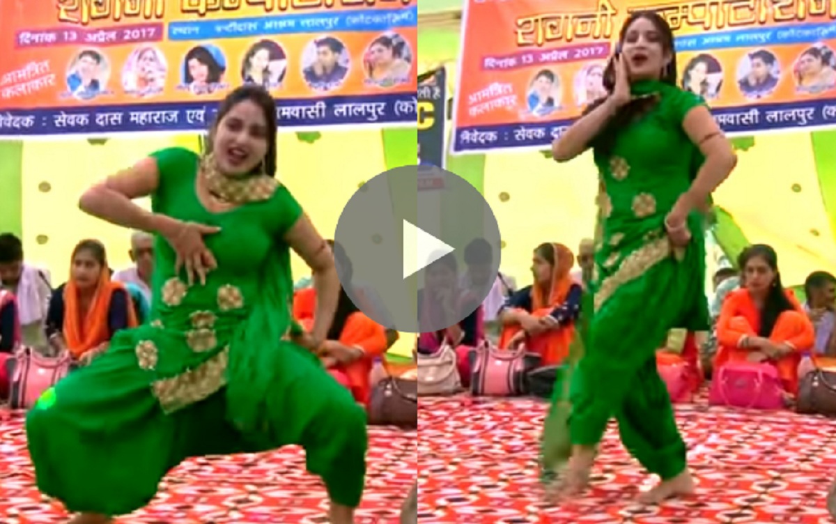 Gori Nagori Dance: মঞ্চের দুরন্ত নাচ হরিয়ানভি নৃত্যশিল্পীর গোরি রানীর, নাচের ঝটকায় ছিঁটকে গেলেন পুরুষরা