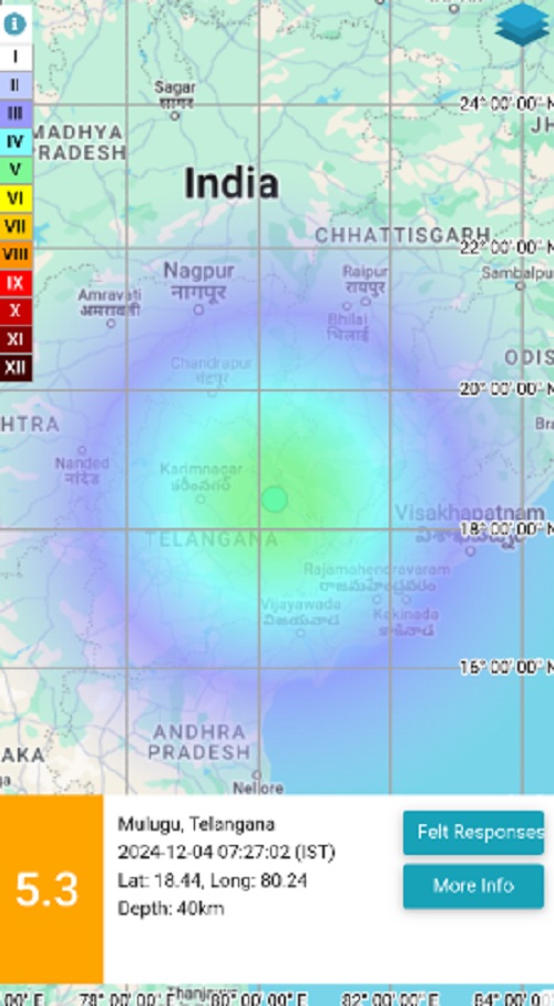 5.3 Magnitude Earthquake Strikes Mulugu, Tremors Felt in Hyderabad